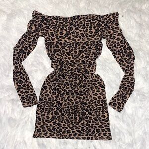 ♡ Cheetah Off Shoulder Dress ♡